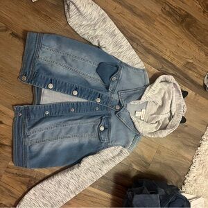 Cat & Jack Blue Denim Jacket with Gray Sleeves